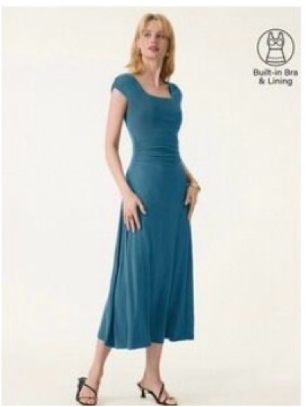 OGL Eco-SkinKiss®
SkinKiss Cooling Square Neck Ruched Midi Teal Bra Dress NWT S